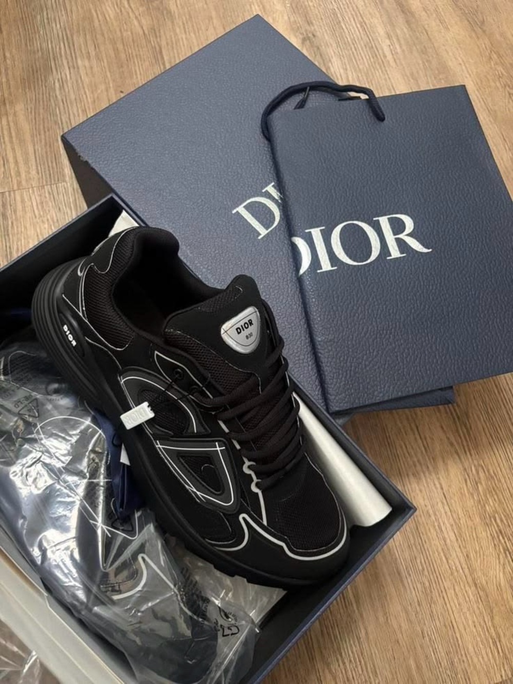 Dior Men's Black and White Runner Sneakers